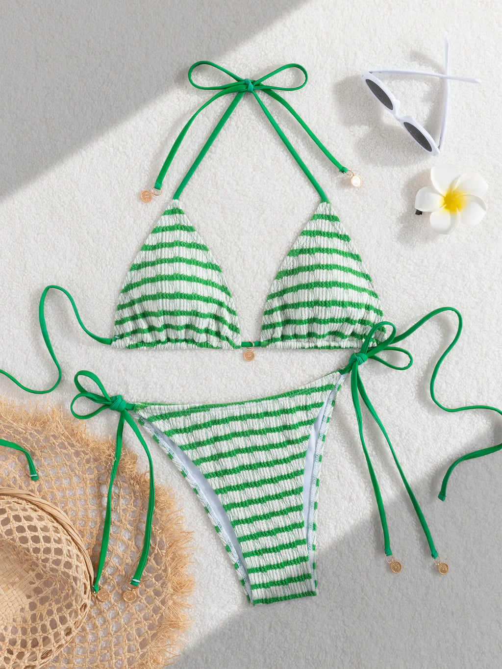 Striped Luxe Cut-Out Bikini