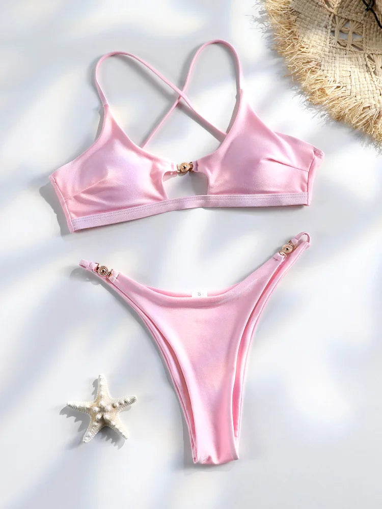 Crimson Heat Cross-Strap Bikini