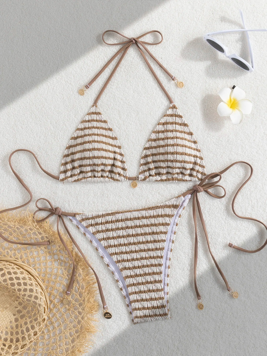 Striped Luxe Cut-Out Bikini