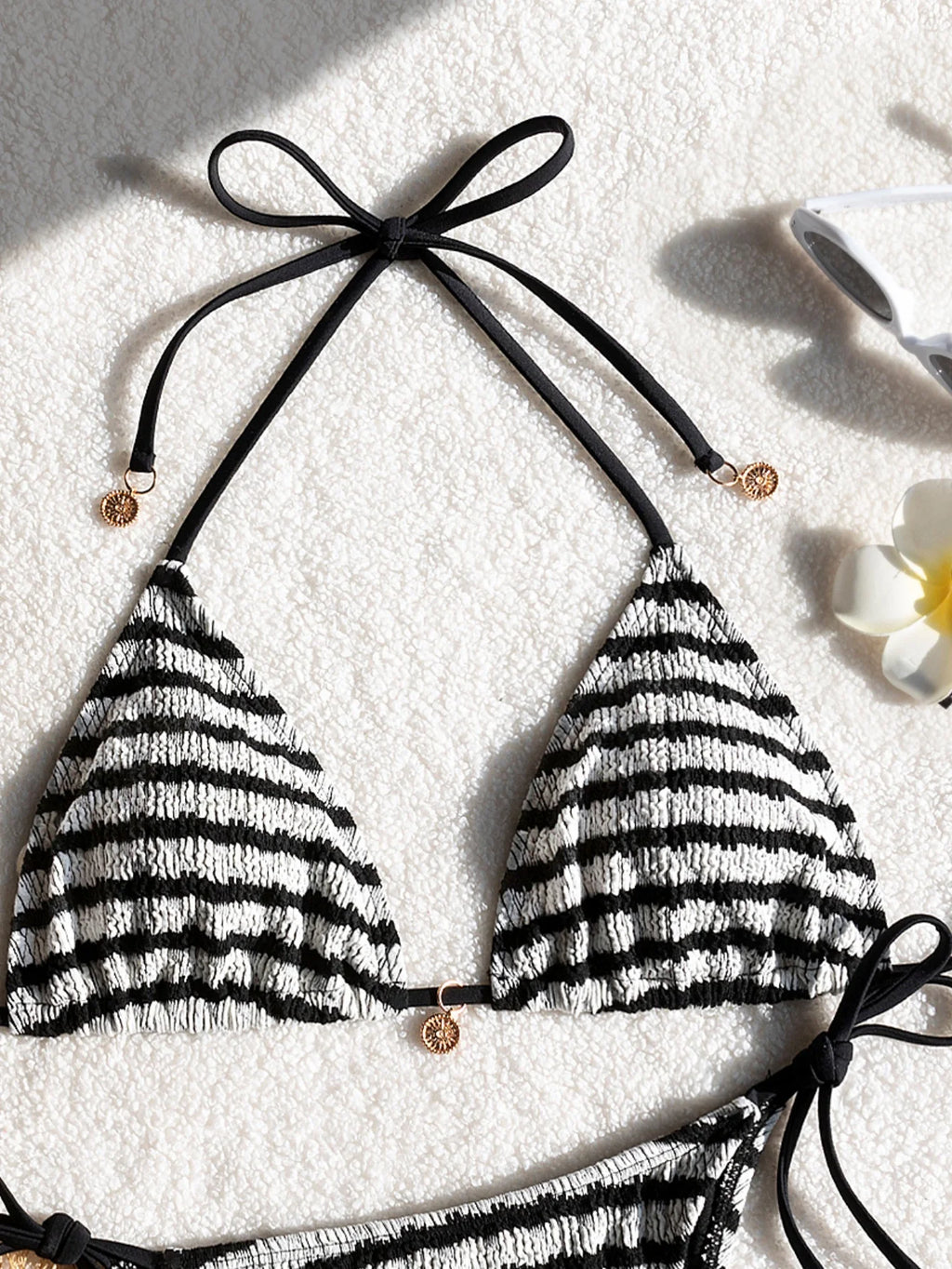 Striped Luxe Cut-Out Bikini