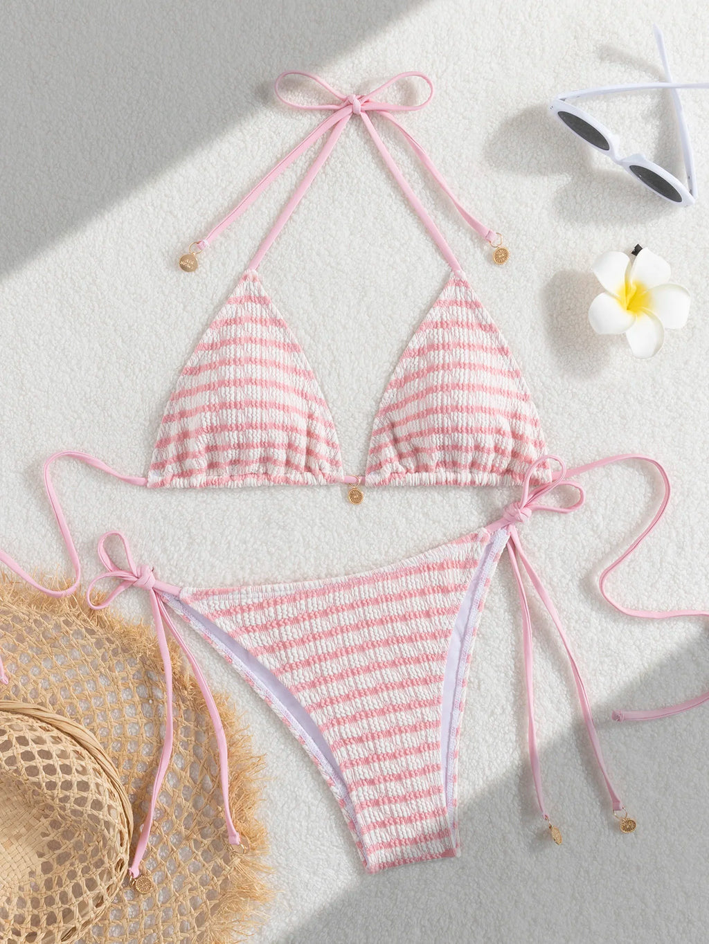 Striped Luxe Cut-Out Bikini