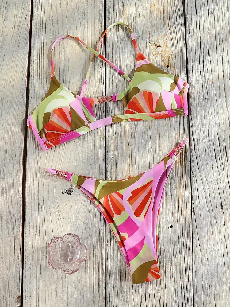 Crimson Heat Cross-Strap Bikini